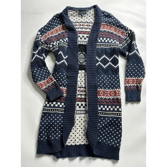 ModCloth Sweater Womens Small Duster Fair Isle Southwestern Aztec Cardigan - Picture 1 of 6
